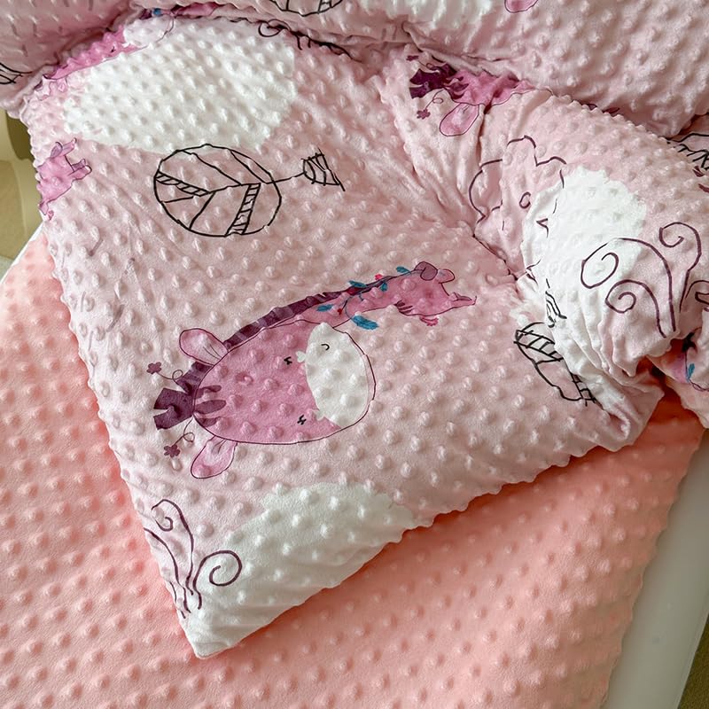Sleepwish Giraffe Print 6-Piece Fleece Toddler Bedding Set - Soft Pink Crib Bedding for Boys & Girls (47