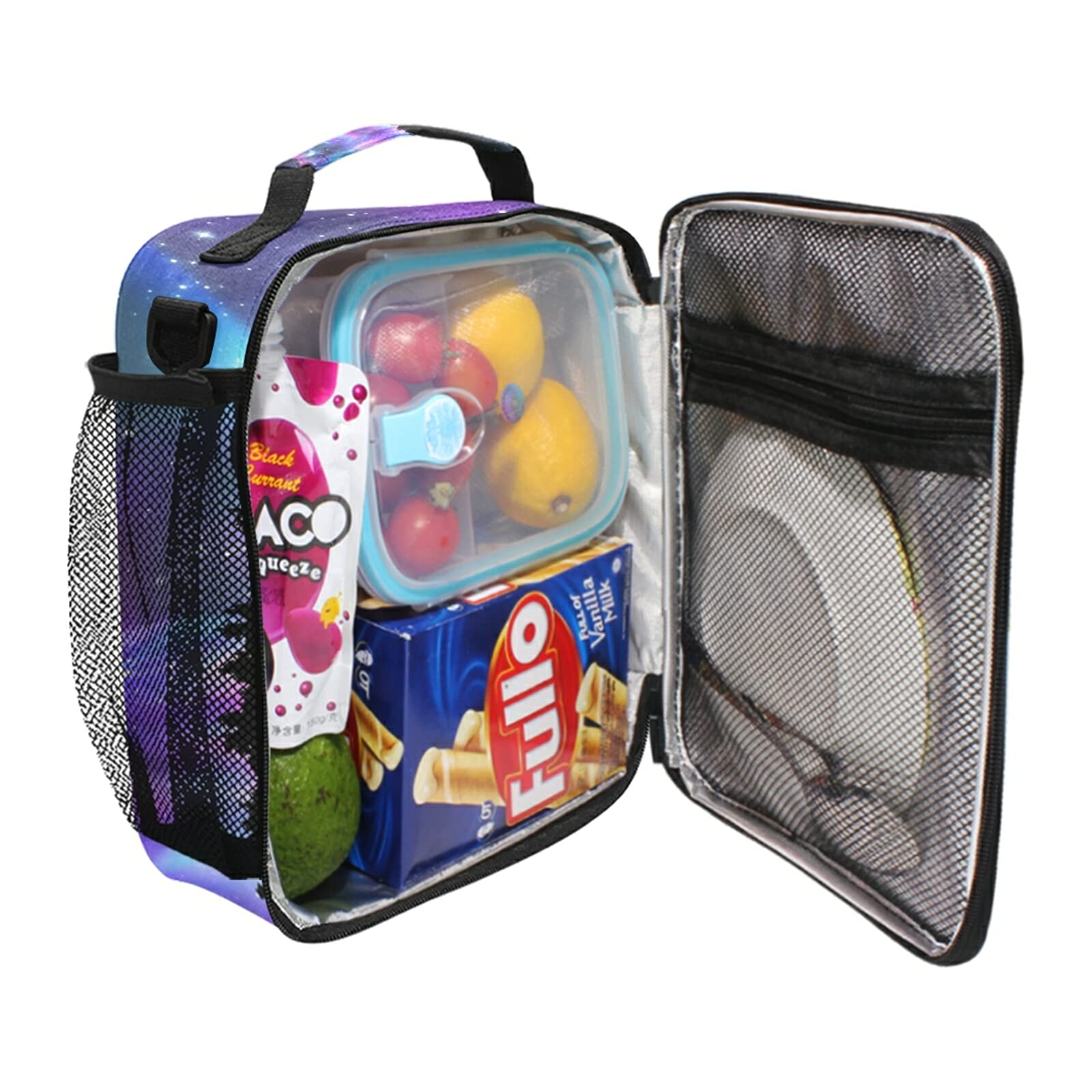**Insulated Lunch Bag with Adjustable Strap - Leakproof & Portable Cooler Tote for Work, School, Picnic - Fantasy Galaxy Wolf Design for Men, Women, Kids**    *(Perfect for Office, School, Travel, Camping & Outdoor Activities - Keeps Food Fresh & Cold/Hot for Hours)*