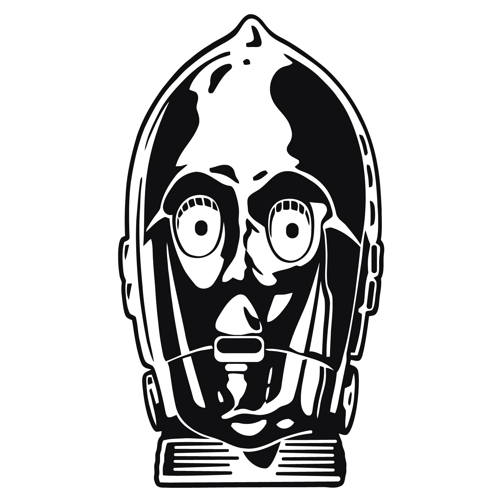 Droid Head Vinyl Sticker Decal - Star Wars Inspired Gold Robot Decoration for Laptops, Cars & DIY Projects | Sci-Fi Fan Gift & Home Decor