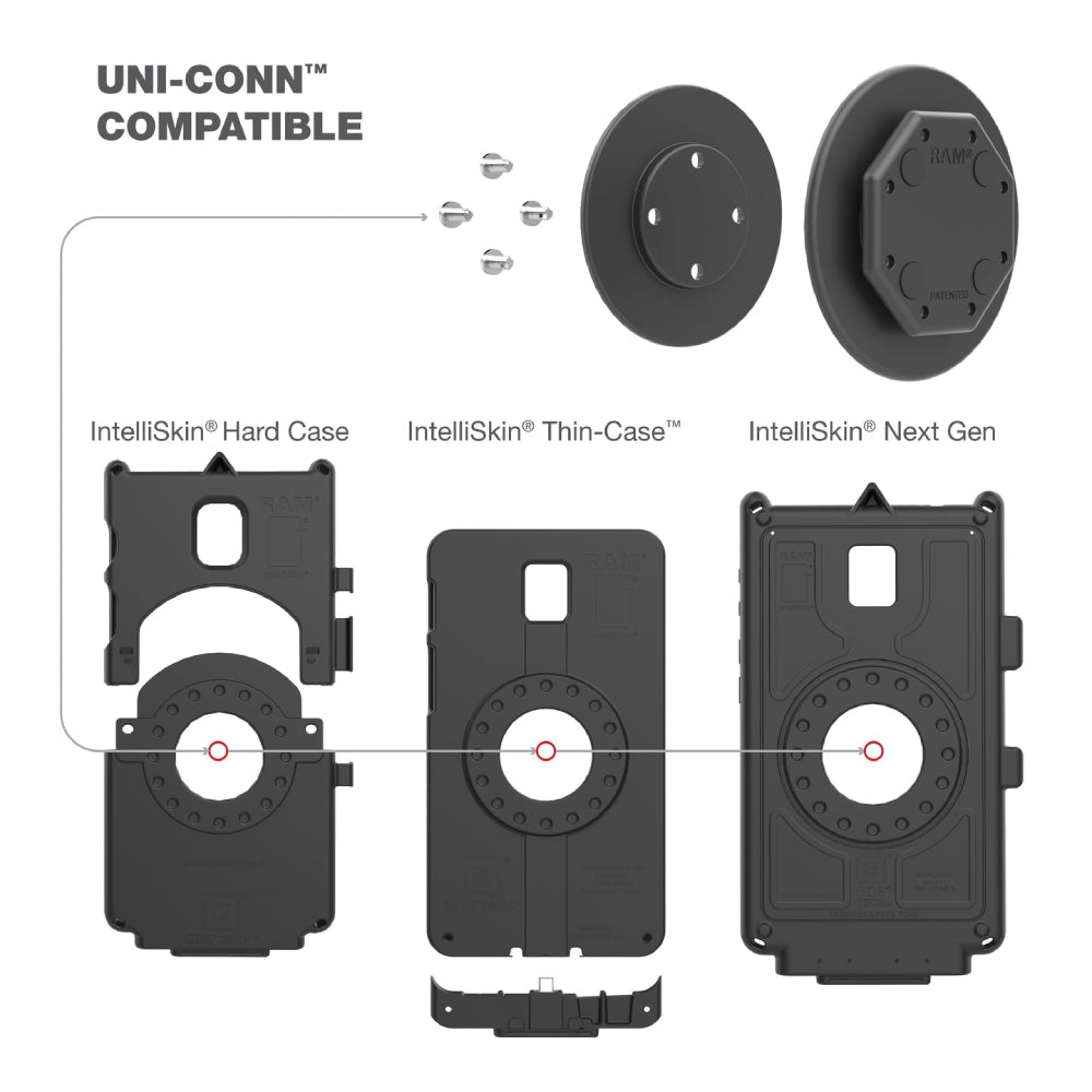GDS® Uni Conn™ Adapter for IntelliSkin® - Universal RAM Mount Compatible Accessory for Phones & Tablets - Perfect for Car, Office and Travel Use