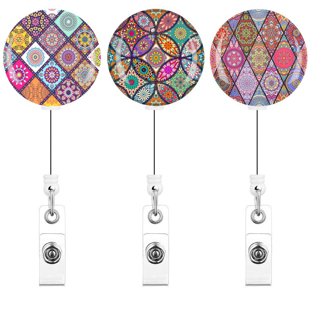 Retractable Badge Holder with Carabiner Clip - 3 Pack ID Card Reel for Work, Events & Security - Durable & Convenient for Nurses, Teachers & Office Staff