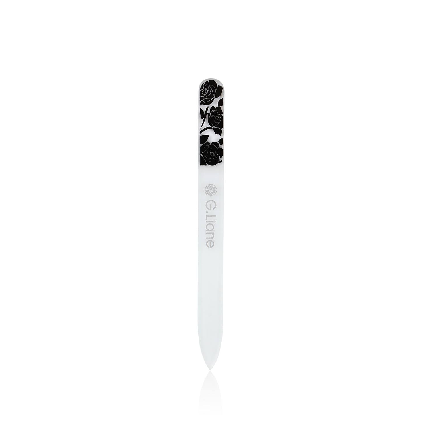 G.Liane Professional Crystal Glass Nail File Set - Double Sided Etched Nail Files for Manicure, Pedicure & Nail Art | Rose Black | Gentle Alternative to Metal Files & Emery Boards | Perfect for Home, Salon & Travel Nail Care