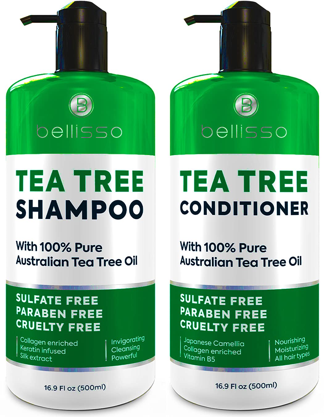 Tea Tree Shampoo and Conditioner Set with 100% Pure Australian Tea Tree Oil - Anti Dandruff Treatment for Dry Scalp - Sulfate & Paraben Free with Keratin, Vitamin B5 & Collagen - For Women & Men - Perfect for Daily Hair Care & Scalp Refreshment