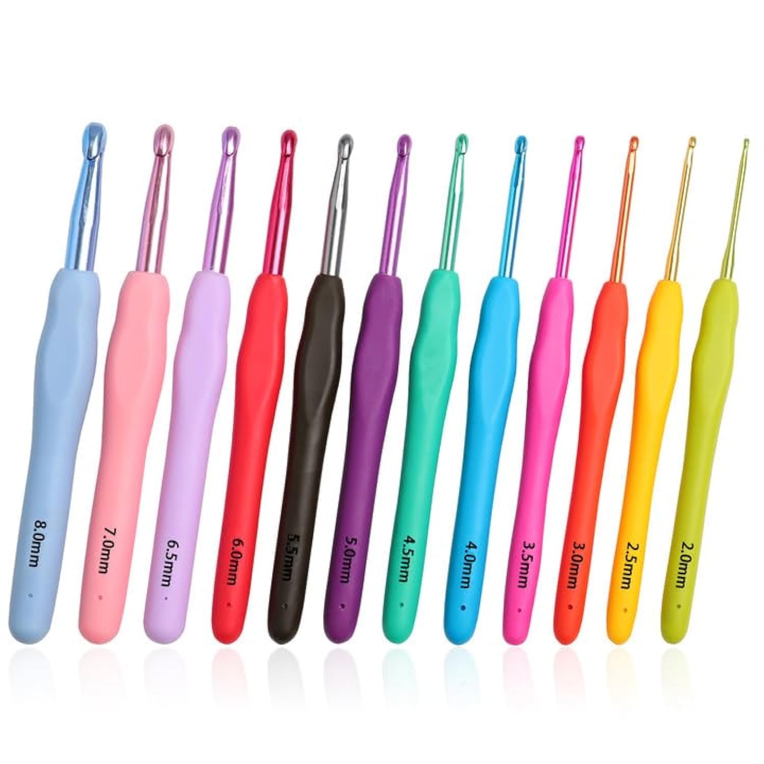 KOKNIT 12-Piece Ergonomic Crochet Hook Set with Comfortable Handle for Arthritic Hands - Extra Long Smooth Knitting Needles & Stitch Markers Included - Perfect for Yarn Crafts, DIY Projects & Handmade Gifts