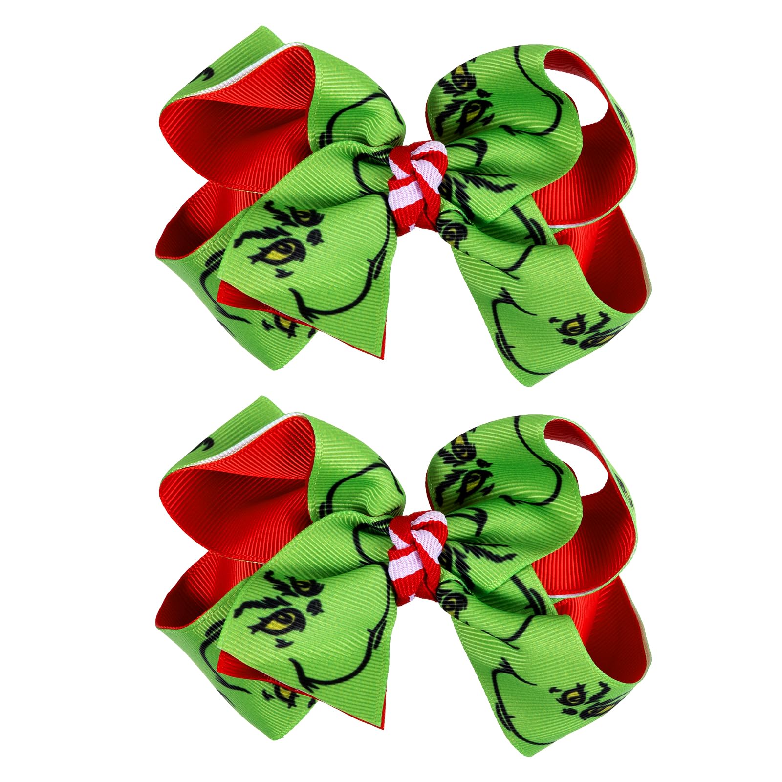 Christmas Green Hair Bow Clips 4.3