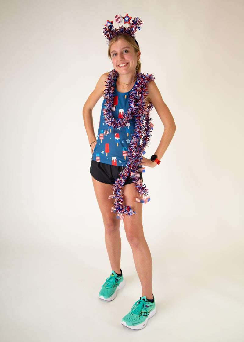USA Women's Popsicles Performance Singlet - Breathable Workout Top for Running, Gym & Yoga | Comfortable & Stylish Activewear