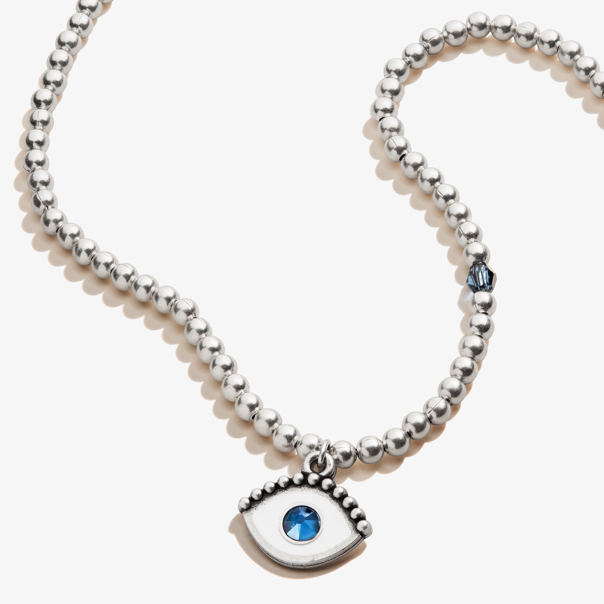 Evil Eye Crystal Charm Beaded Necklace for Women - Protection Jewelry with Blue Glass Beads & Silver Plated Chain - Perfect for Gift, Meditation, and Spiritual Healing