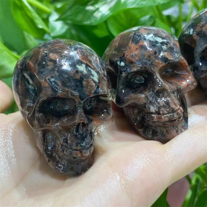2 Inch Natural Katophorite Skull Carving Quartz Crystal - Feng Shui Healing Stone, Home Decor Gift (1PC) - Perfect for Meditation, Spiritual Healing & Gothic Decor