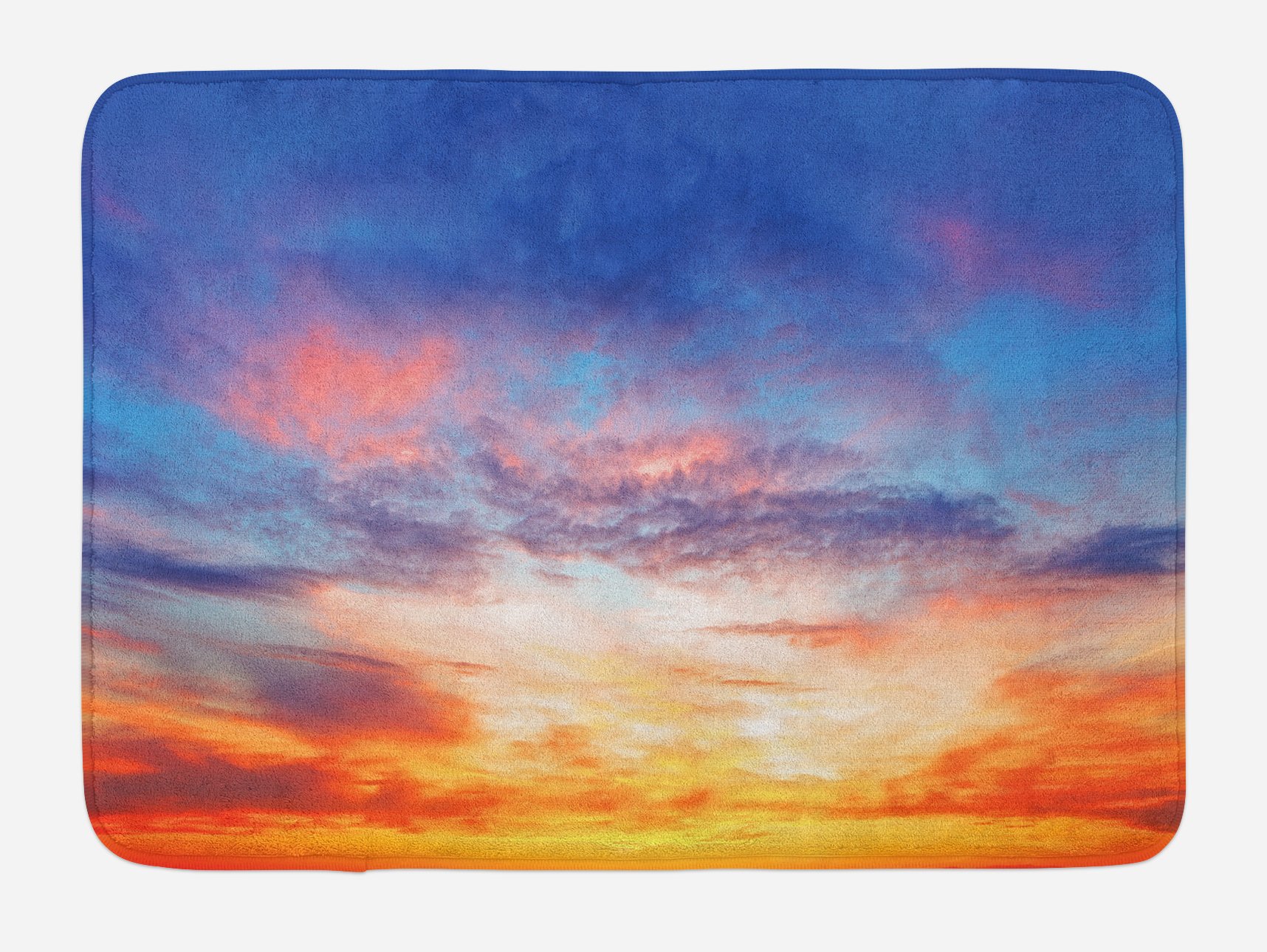 Ambesonne Sunset Sky Bath Mat - Non-Slip Plush Bathroom Rug, 30.2 x 20 Inches, Orange & Blue Cloudscape Design - Perfect for Bathroom Decor, Spa Retreats & Coastal Home Styling