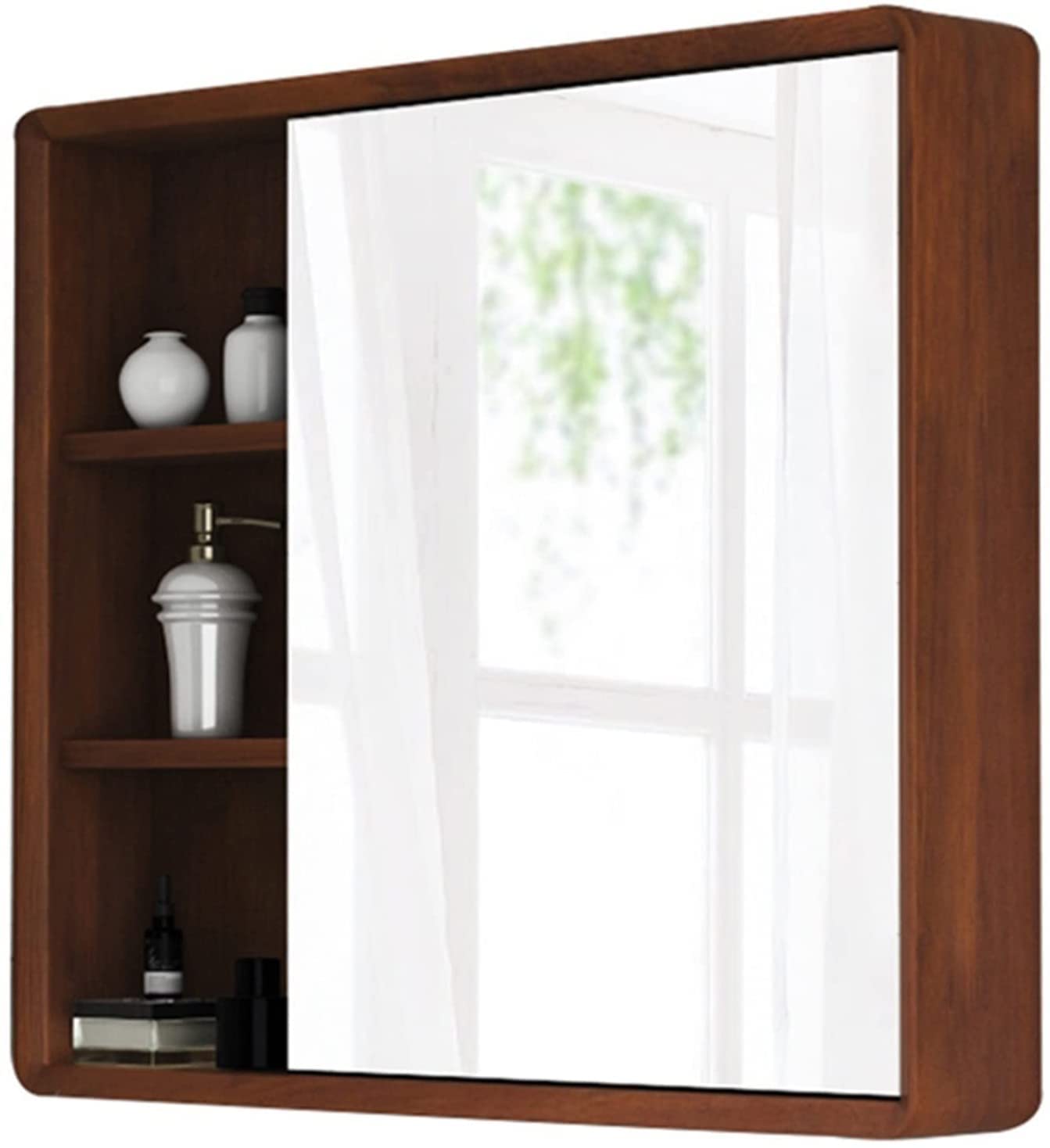 Amuktaa Oak Medicine Cabinet with Mirror - Single Door Wall Mounted Bathroom Storage with Shelf & Locker | Perfect for Towels, Tissues & Bathroom Essentials | Ideal for Small Bathrooms, Powder Rooms & Vanity Areas