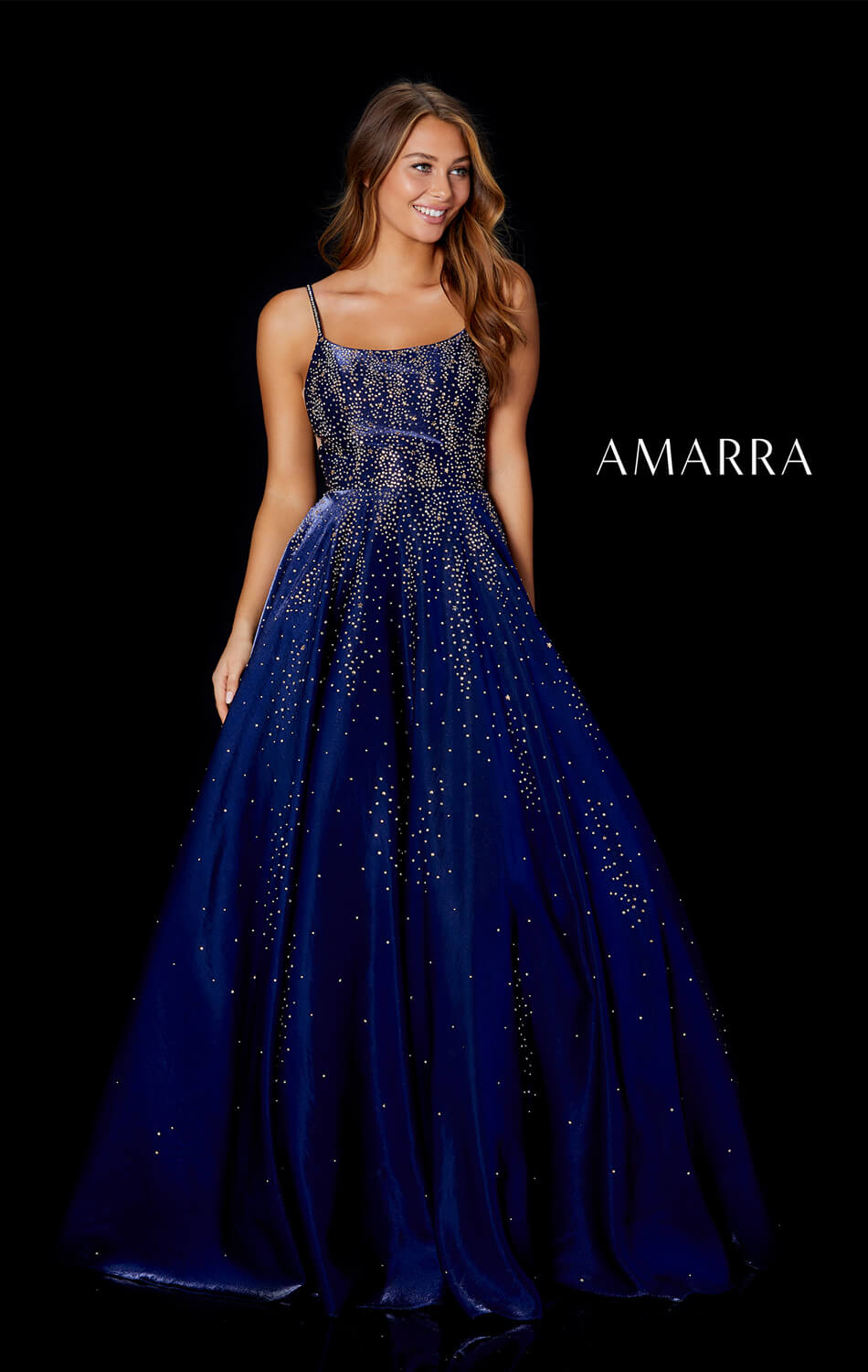 Elegant Amarra Hot Stone Ball Gown with Scoop Neckline - Perfect for Prom, Evening Gala & Formal Events