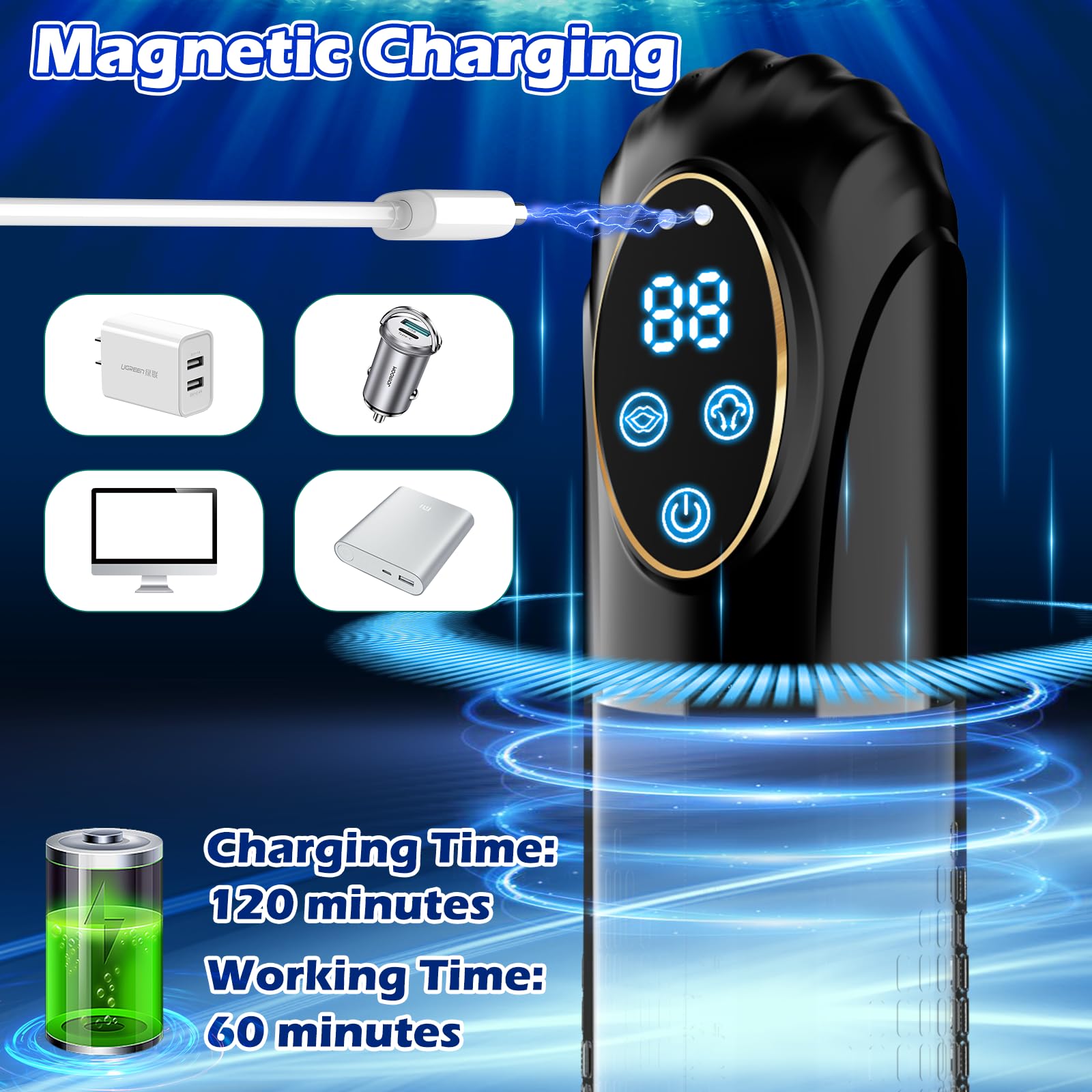 Electric Penis Pump for Men - 6 Suction Modes Vacuum Pump with Penis Rings & Pressure Control | Male Enhancement Device, Adult Sex Toy for Pleasure & Stimulation | Perfect for Solo Play & Couples Intimacy