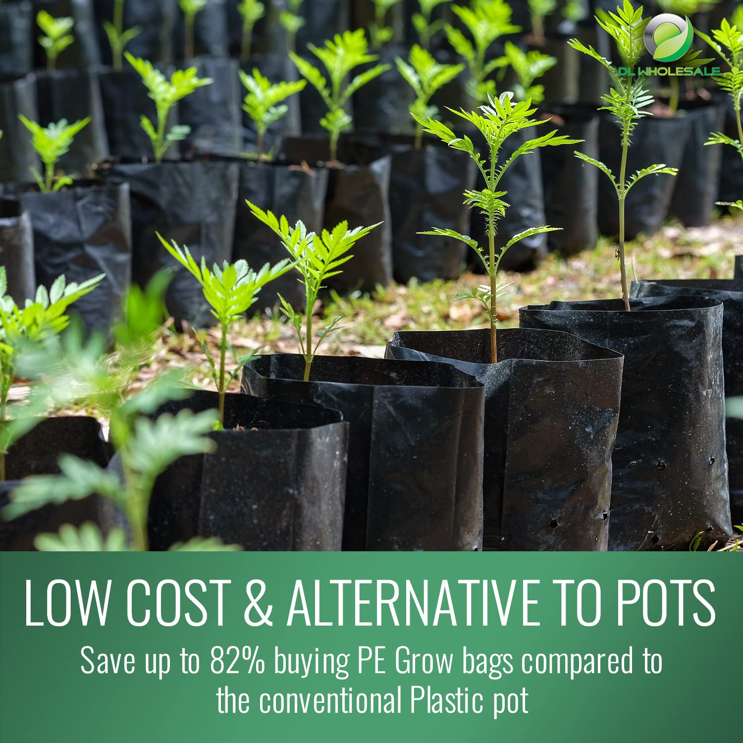 **1 Gallon Black PE Plastic Grow Bags for Plants - 1800 Pack | Durable Nursery Pots for Seedlings, Vegetables & Herbs | Indoor & Outdoor Gardening, Hydroponics, Greenhouses**