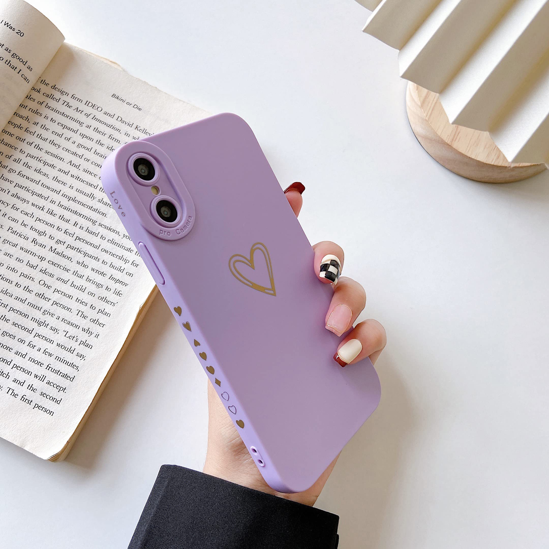 Qokey Cute Heart Plated iPhone X/Xs Case 5.8