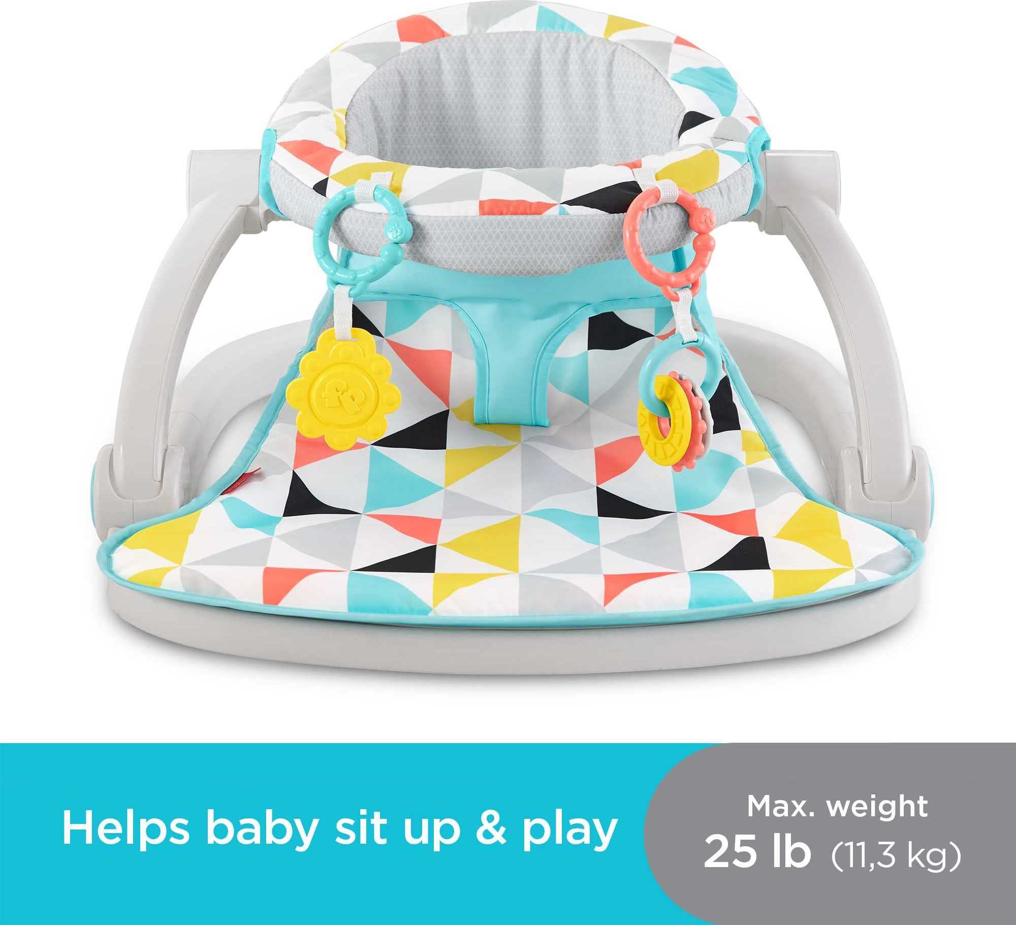Fisher-Price Sit-Me-Up Floor Seat with Developmental Toys - Portable Baby Chair with Machine Washable Seat Pad for Infants & Toddlers - Perfect for Playtime, Feeding, and Indoor Activities