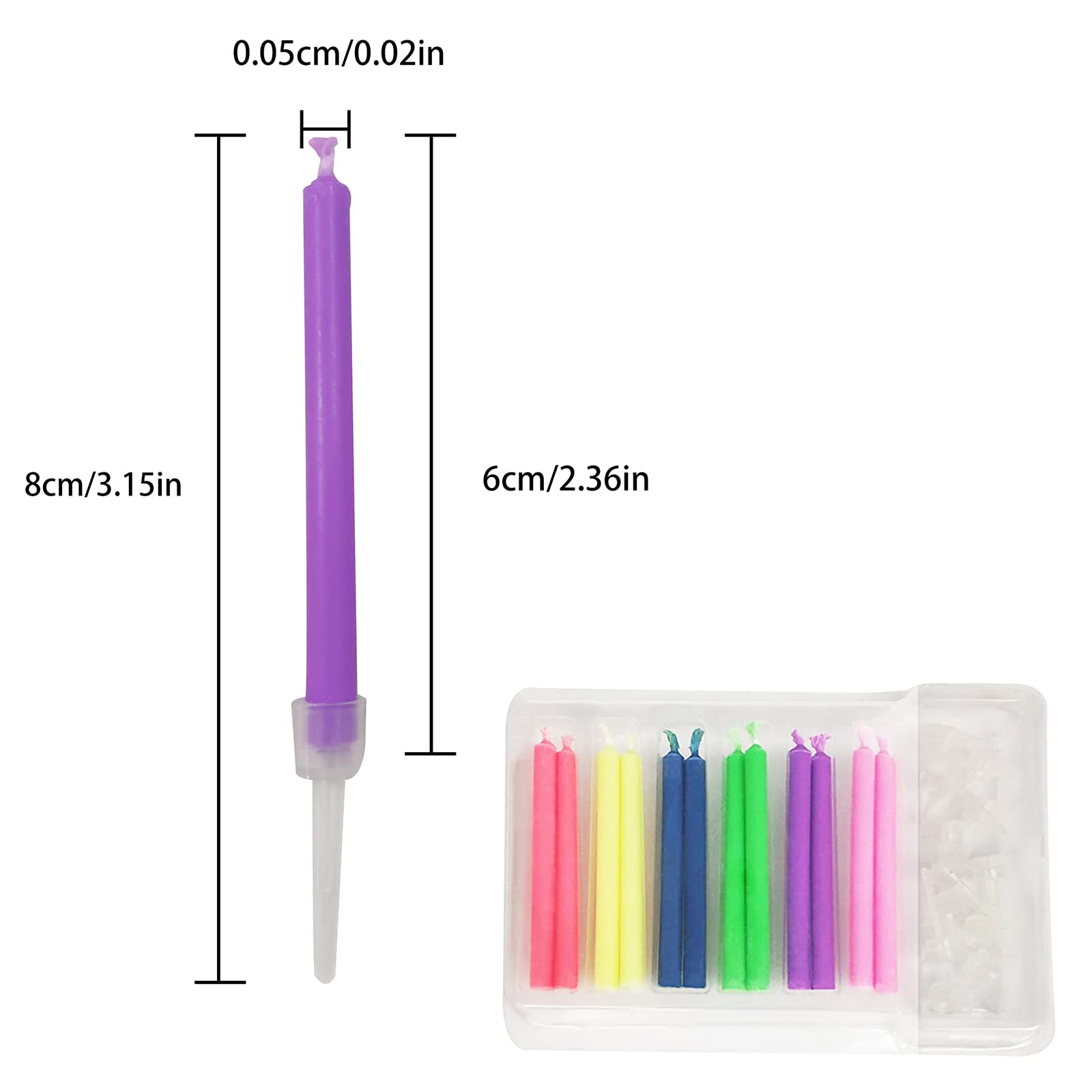 Happy Birthday Cake Candles Set - 24 Multicolor 6cm Candles with Fun Candle Holders for Magical Celebrations | Perfect for Birthday Parties, Anniversary Cakes & Special Occasions