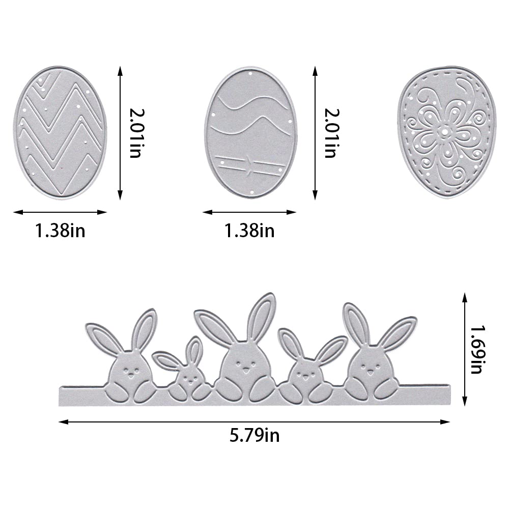 ALIBBON Easter Egg Rabbit Die Cuts - Metal Cutting Dies for DIY Card Making, Scrapbooking & Photo Albums - 3 Lace Egg Templates for Crafting, Embossing & Home Decor - Perfect for Easter Decorations, Gift Cards & Handmade Projects