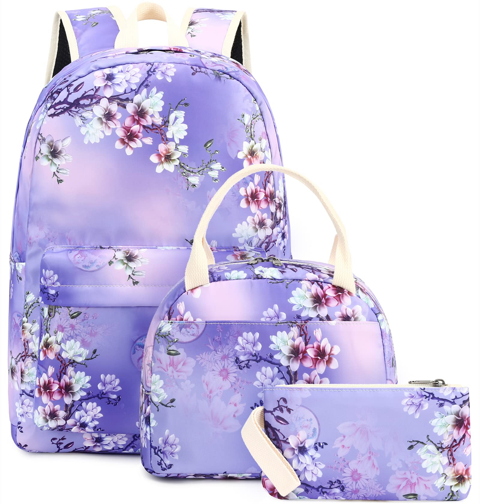 Bluboon Girls & Women's School Backpack Set - 15 Inch Laptop Bookbag with Lunch Tote & Pencil Case - Stylish Casual Daypack for College, Work & Travel