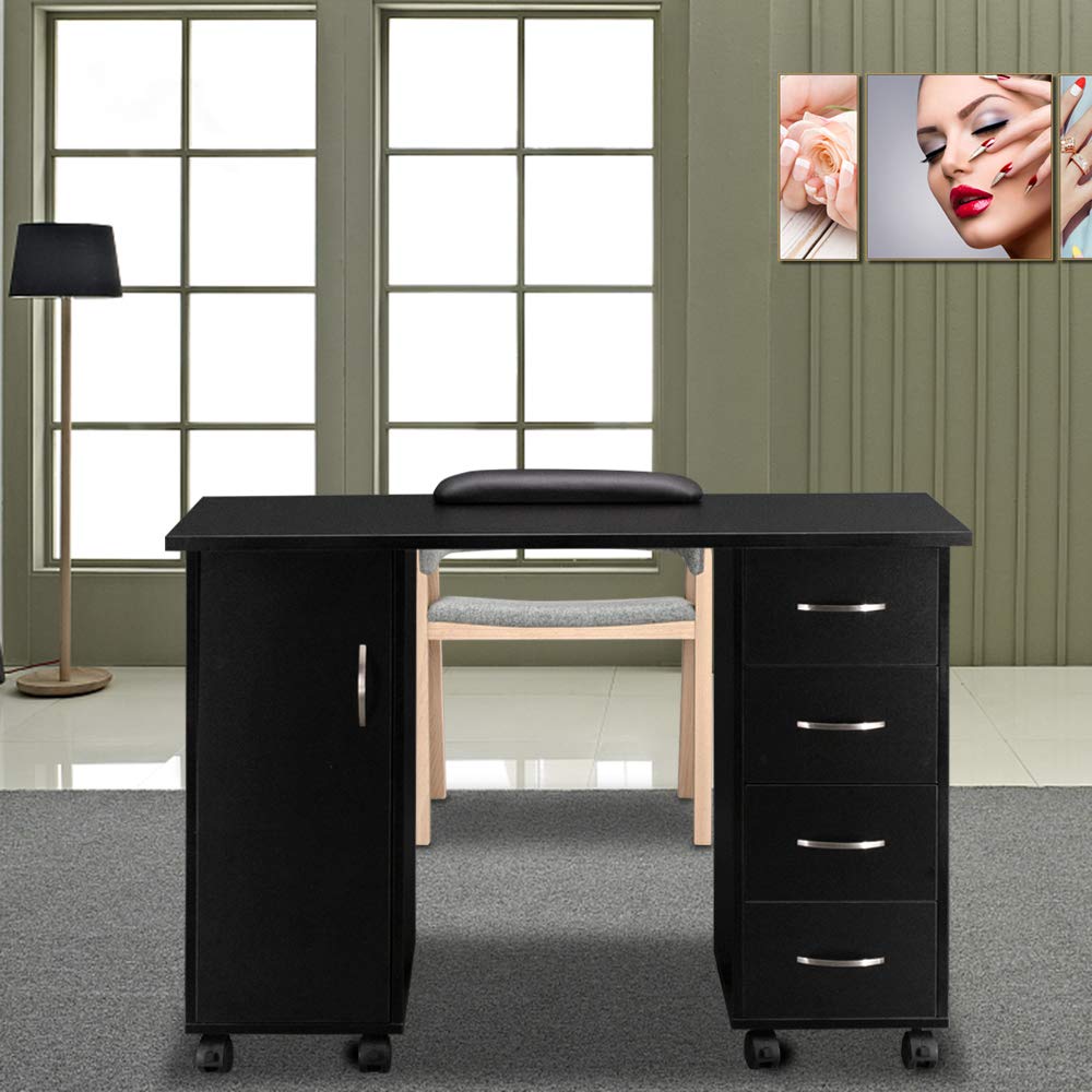 Portable Manicure Table with Storage Cabinet - Professional Beauty Salon Workstation with Drawers for Nail Technicians - Perfect for Home & Salon Use