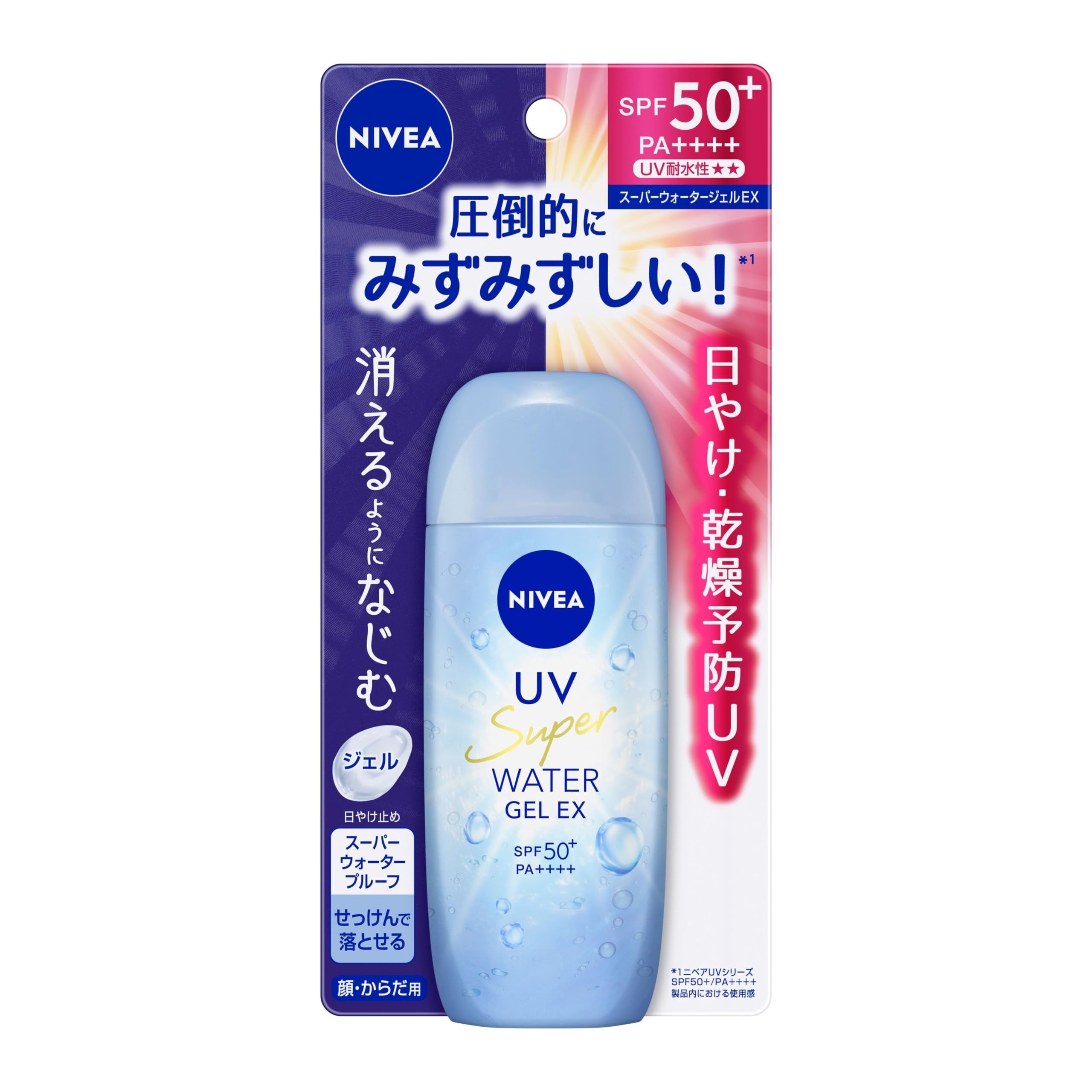 Nivea UV Super Water Gel SPF 50+ PA+++ Sunscreen - 80g Waterproof Face & Body Sun Gel for Daily Protection - Perfect for Beach, Swimming & Outdoor Activities