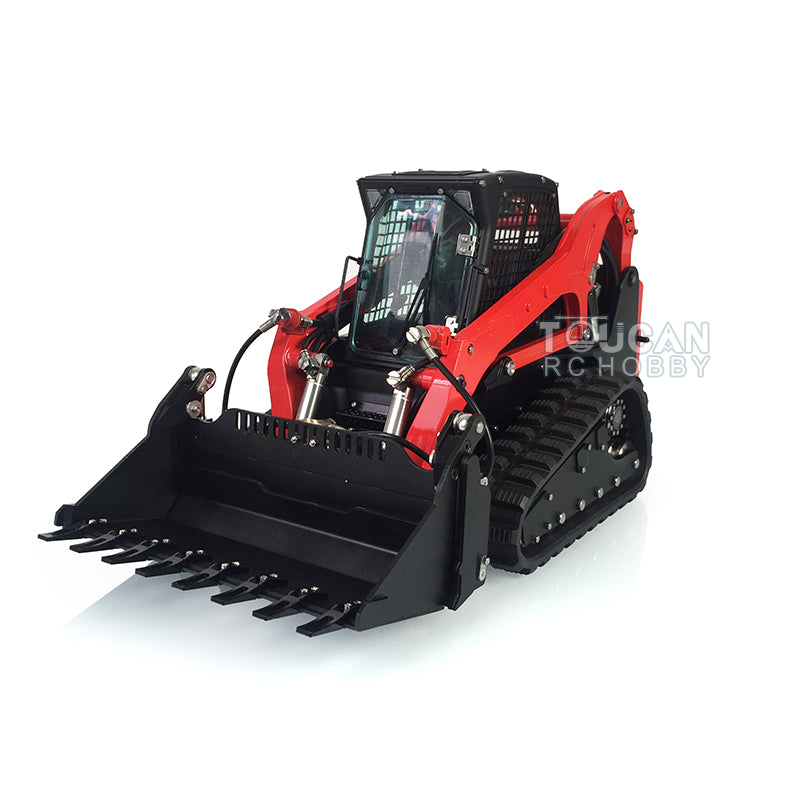 Customized LESU 1:14 Scale RC Hydraulic Aoue LT5 Tracked Skid Steer Loader - Metal RTR Model with Fork, Bucket, Sieve Bucket, Gripper Clamp & Trailer Upgrade Parts - Perfect for Construction Simulation, RC Hobbyists & Collectors