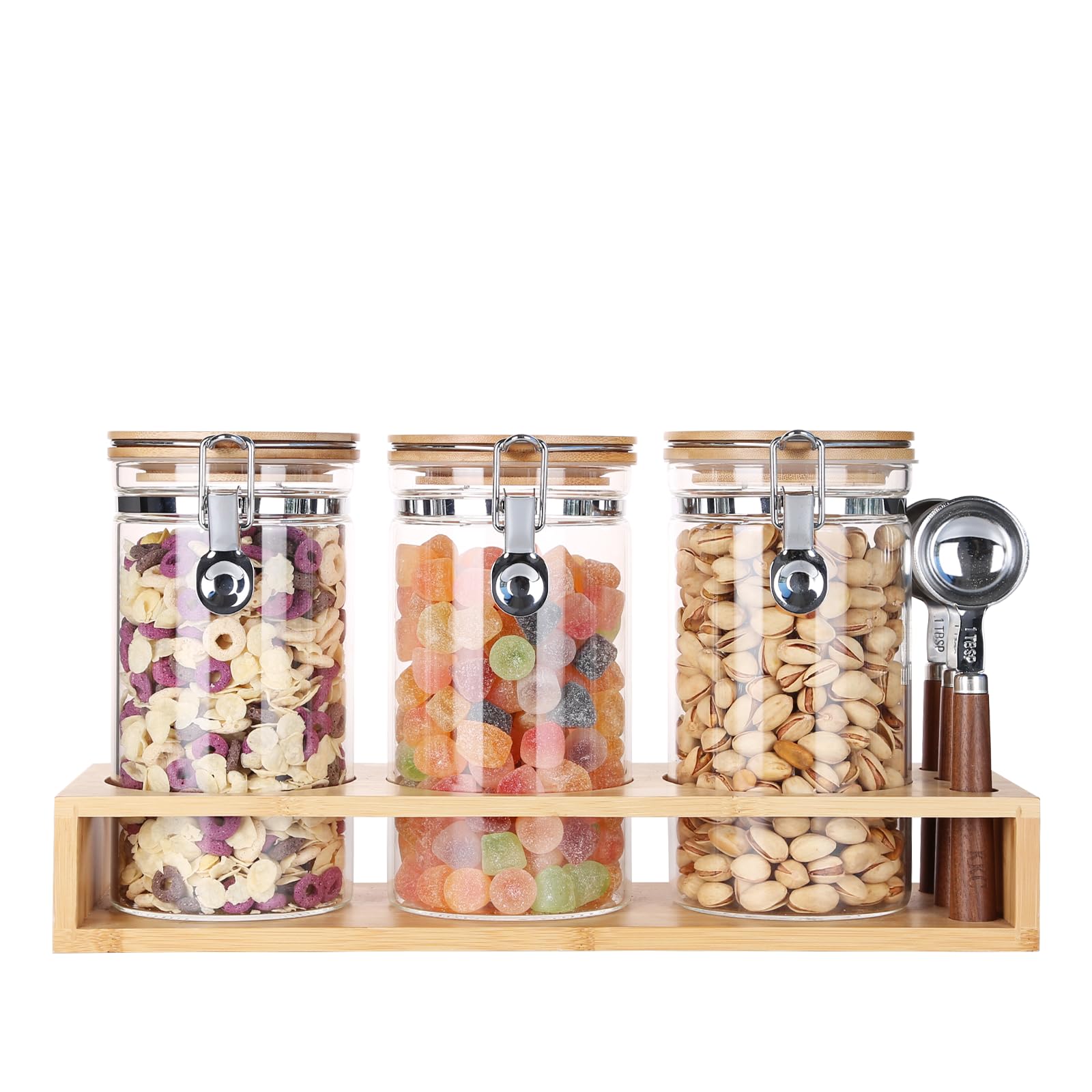 KKC Airtight Glass Coffee Storage Canister with Scoop - 40oz Sealed Jar for Coffee Beans, Ground Coffee, Loose Leaf Tea, Matcha & Sugar - Perfect for Coffee Bars, Kitchen Pantry & Home Organization