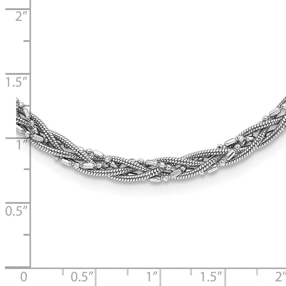 Sterling Silver Rhodium-Plated Braided Beads & Snake Chain Necklace for Women - Elegant Layered Jewelry Gift for Birthday, Anniversary & Special Occasions