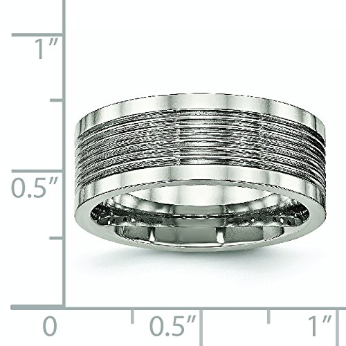 Stainless Steel Men's Wedding Band Ring - Polished Grooved Comfort Fit Design for Everyday Wear & Special Occasions