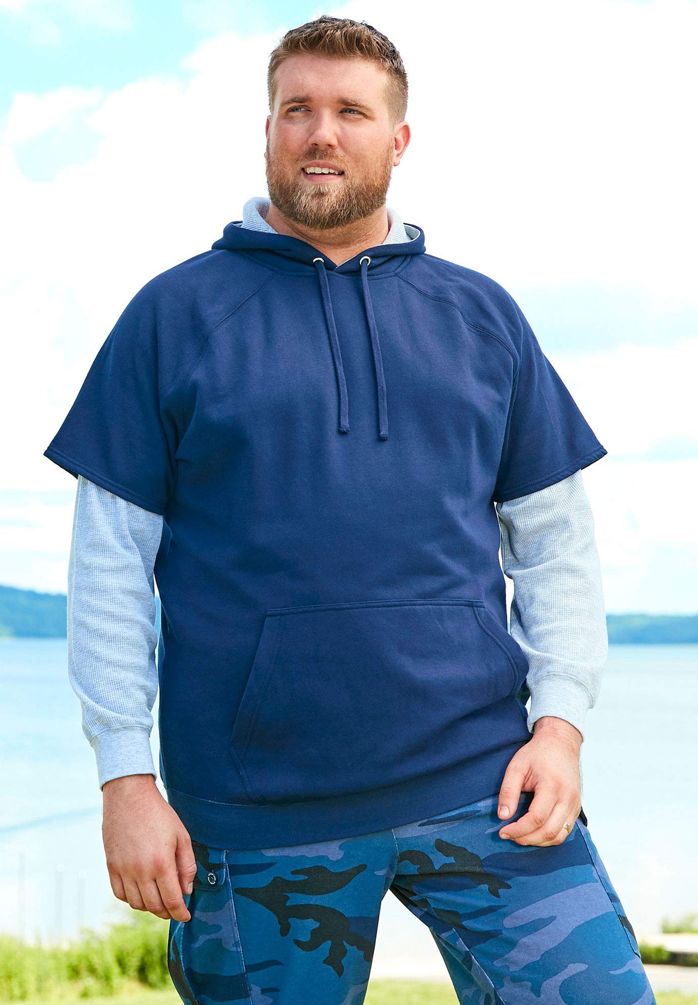 KingSize Men's Big & Tall Thermal-Lined Layered Hoodie - Warm Winter Pullover for Outdoor Activities & Casual Wear