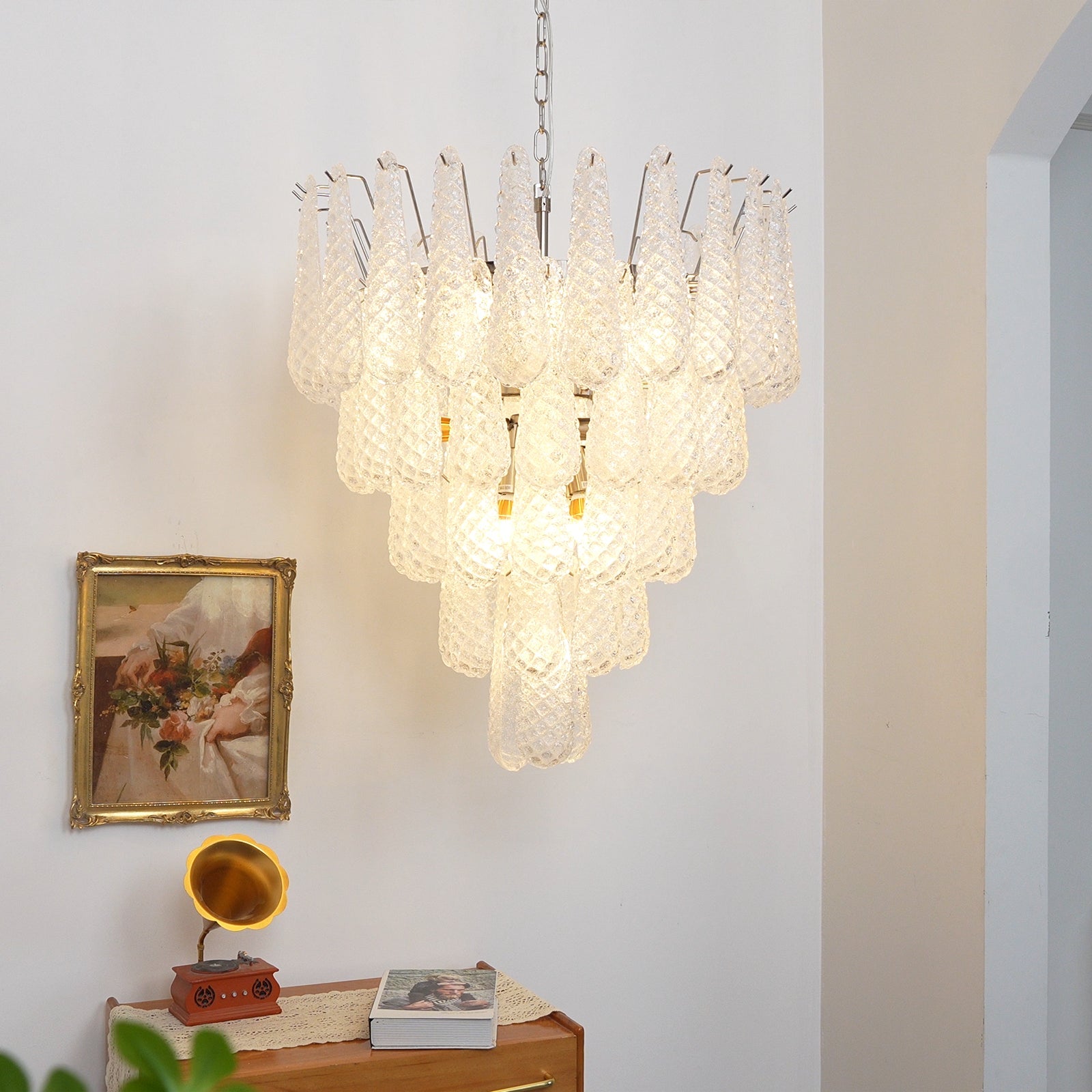 Exquisite Murano Glass Dewdrop Chandelier - Handcrafted Italian Crystal Pendant Light for Dining Room & Living Room Decor | Elegant Ceiling Lighting Fixture for Home & Wedding Venues