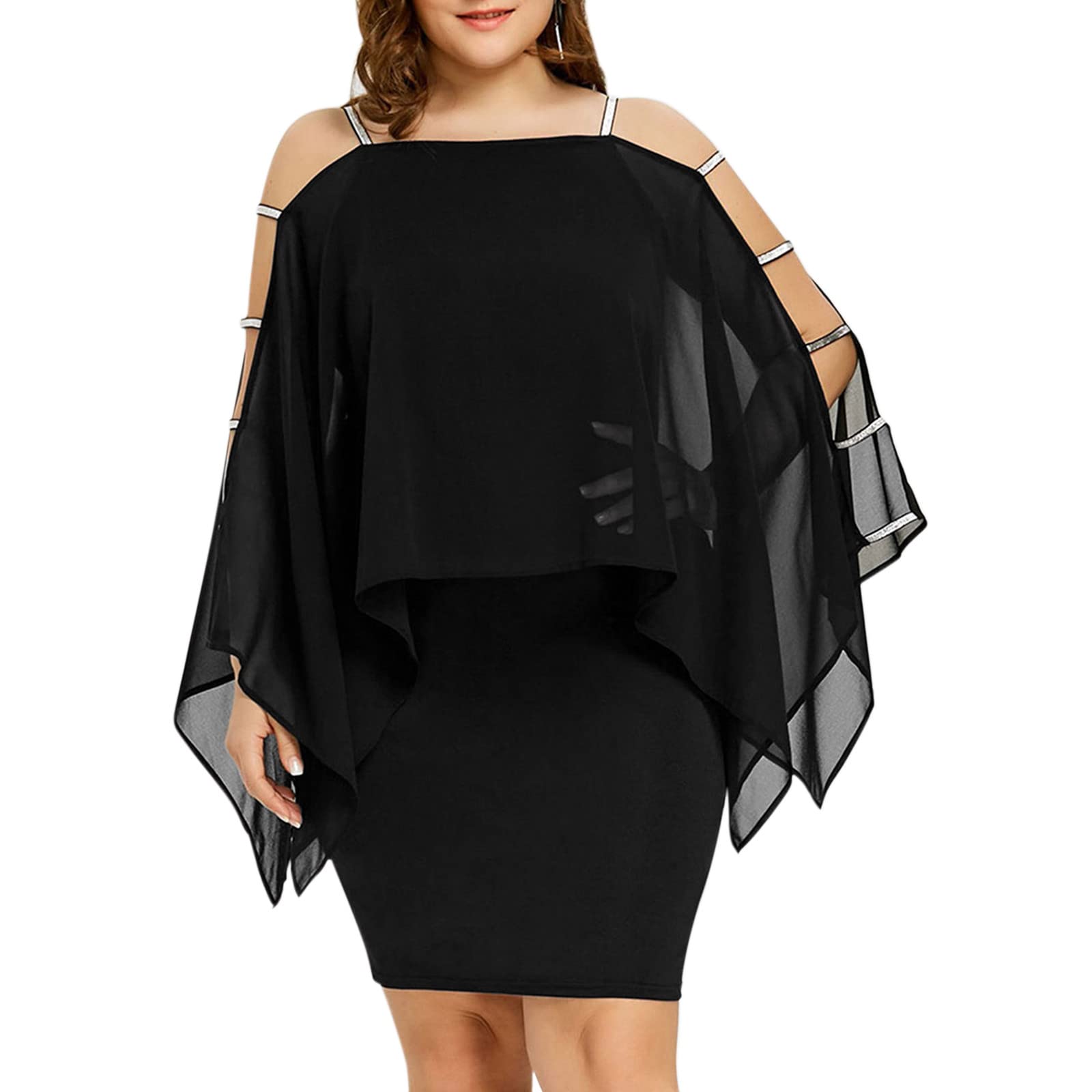 Elegant Plus Size Lace Swing Dress for Women - Off Shoulder Retro Wedding Guest Dress with Half Sleeves (Black, XXXXXL) - Perfect for Formal Events, Parties & Special Occasions