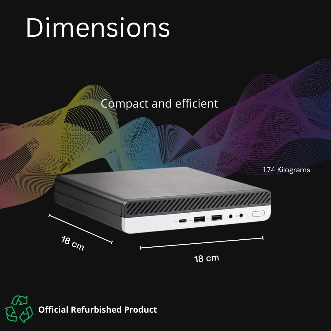 Refurbished EliteDesk Mini PC - Intel Core i5-7400T, 8GB RAM, 256GB M.2 SSD, Windows 11 Pro with Office 2021 & WiFi Adapter - Perfect for Home Office, Small Business & Digital Signage