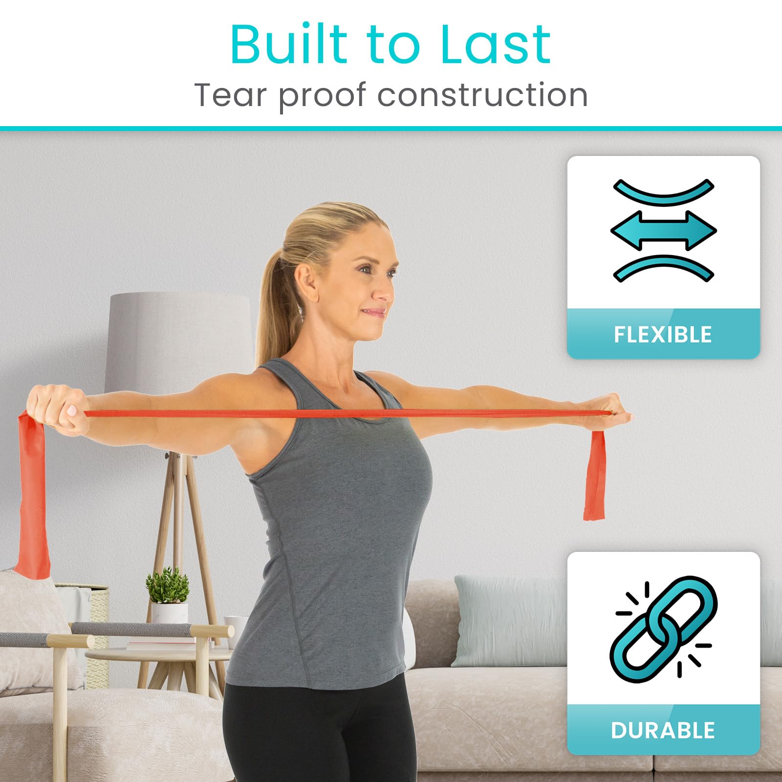 Vive Professional Resistance Bands - 25 Yard Non-Latex Roll for Physical Therapy, Strength Training & Rehabilitation - Upper & Lower Body Workout Elastic Bands for Women & Men - Perfect for Home Gym, Yoga, Pilates and Fitness Training