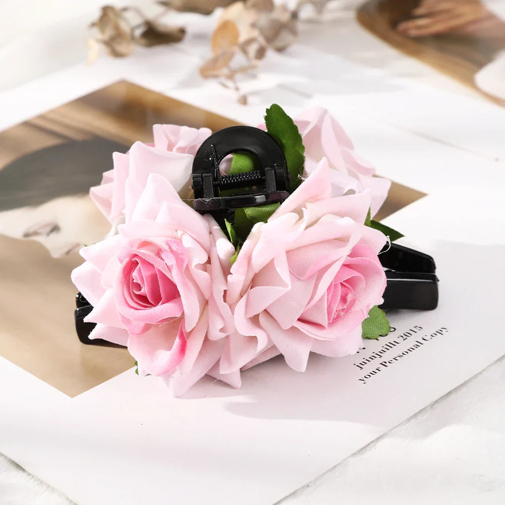 Haimeikang Large Flower Hair Clips for Women - Thick Hair Barrettes, Crab Claw Hairpins, Summer Fashion Hair Accessories for Weddings, Parties, and Everyday Wear