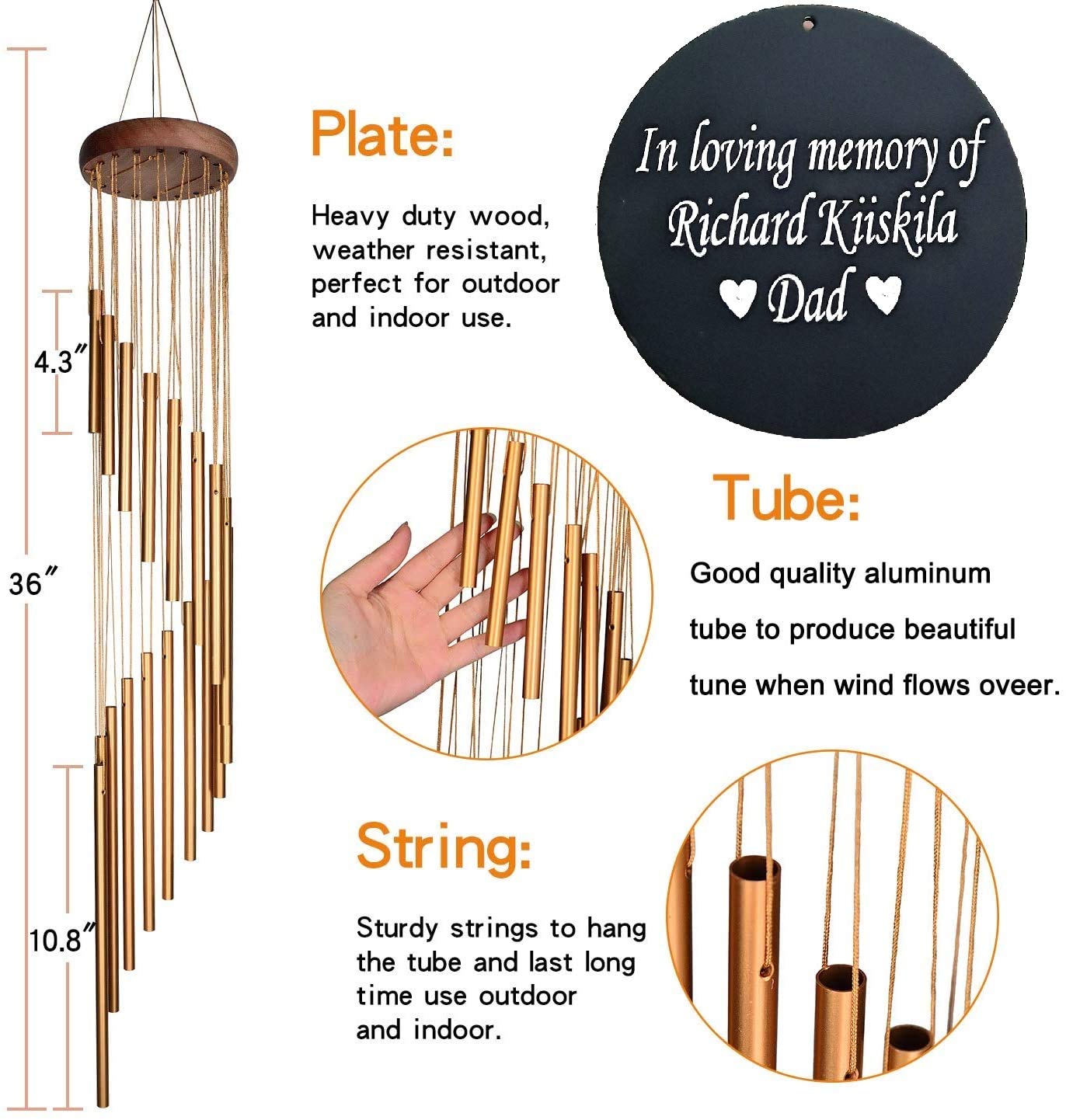 Personalized Memorial Wind Chimes - 36