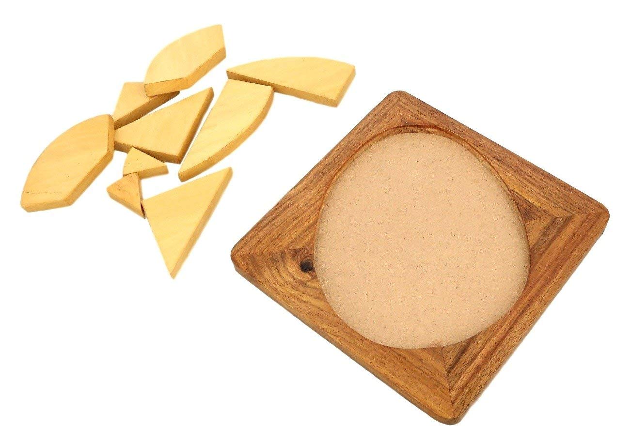 Handmade Wooden Egg Tangram Puzzle - 6 Inch, 9 Pieces - Educational Brain Teaser for Teens & Adults - Perfect Gift for Boys 14+ - Great for Stress Relief, Classroom Activities & Family Game Night