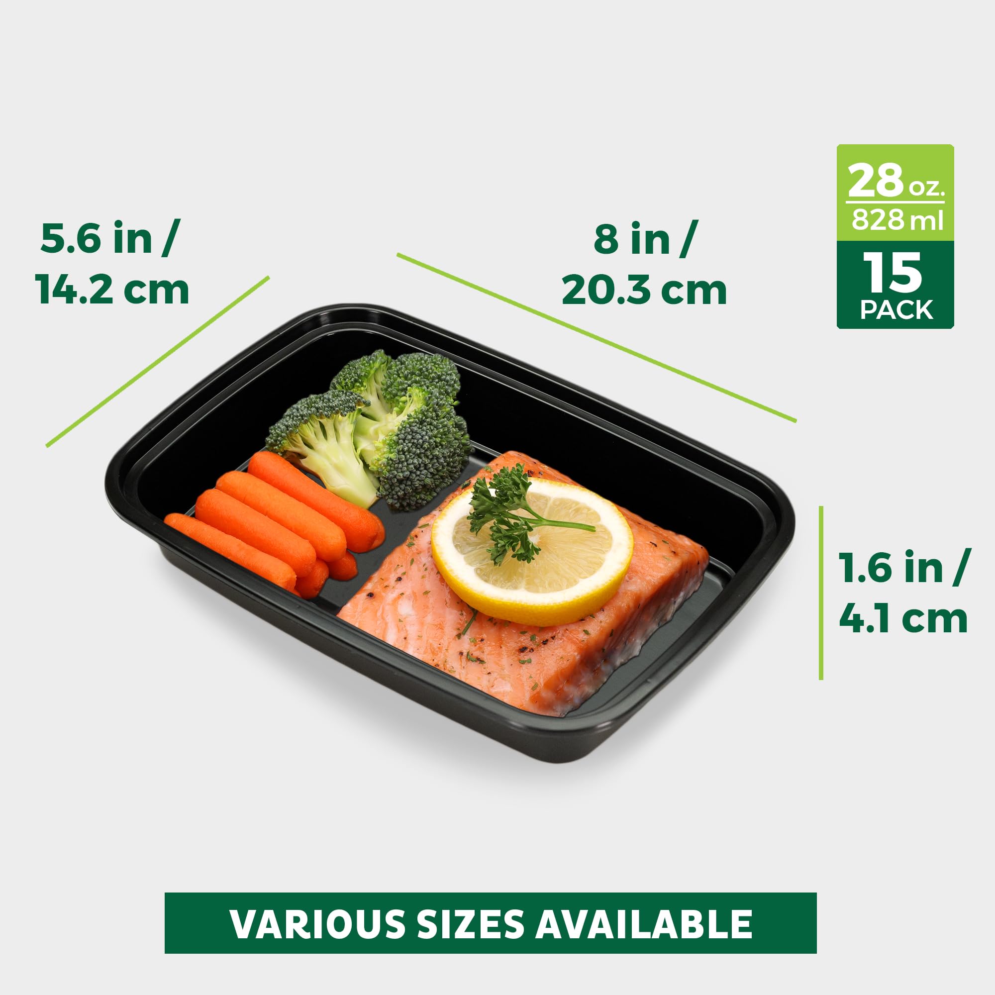 Freshware 15-Pack Meal Prep Containers with Lids | BPA-Free Bento Box | Stackable Food Storage Containers | Microwave, Dishwasher & Freezer Safe (28 oz, Color May Vary) | Perfect for Meal Prepping, Lunch Boxes & Leftovers Storage