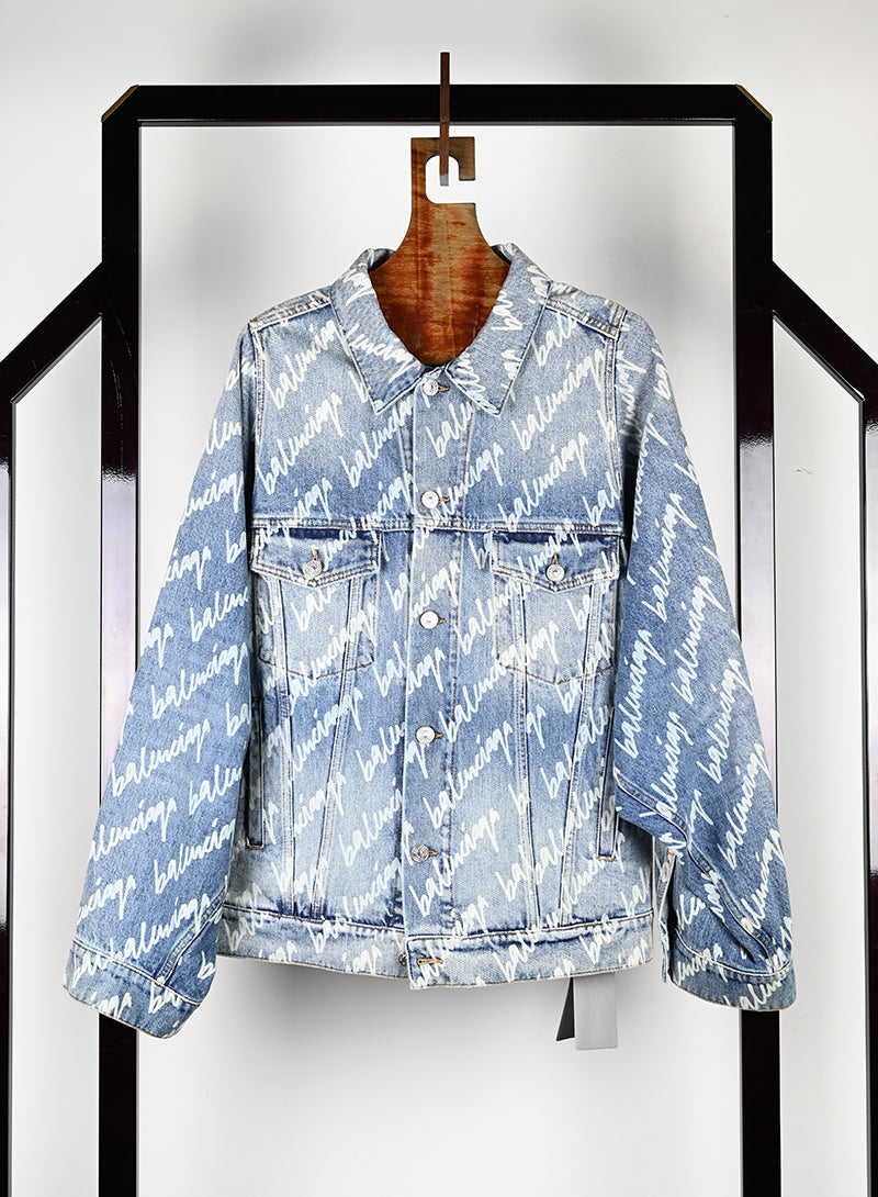 Balenciaga Denim Jacket with Logo - Size 40 | Stylish Oversized Fit for Men & Women | Perfect for Casual Outfits, Streetwear & Fashion Statements