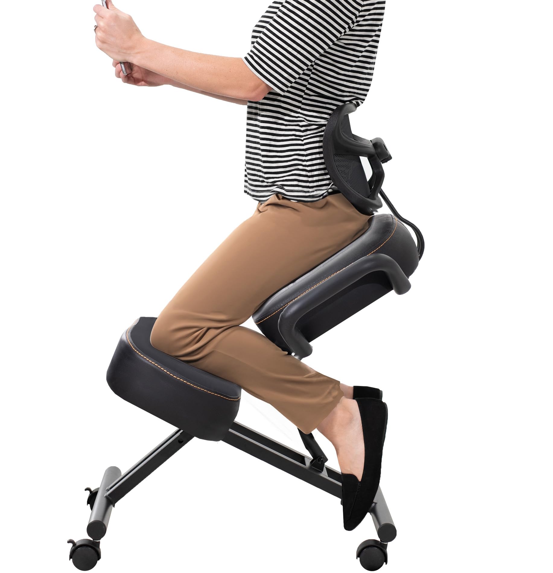 VIVO DRAGONN DN-CH Ergonomic Kneeling Chair - Adjustable Posture Corrector for Office & Home - Metal Frame, Black - One Size Fits All - Perfect for Meditation, Yoga & Back Pain Relief