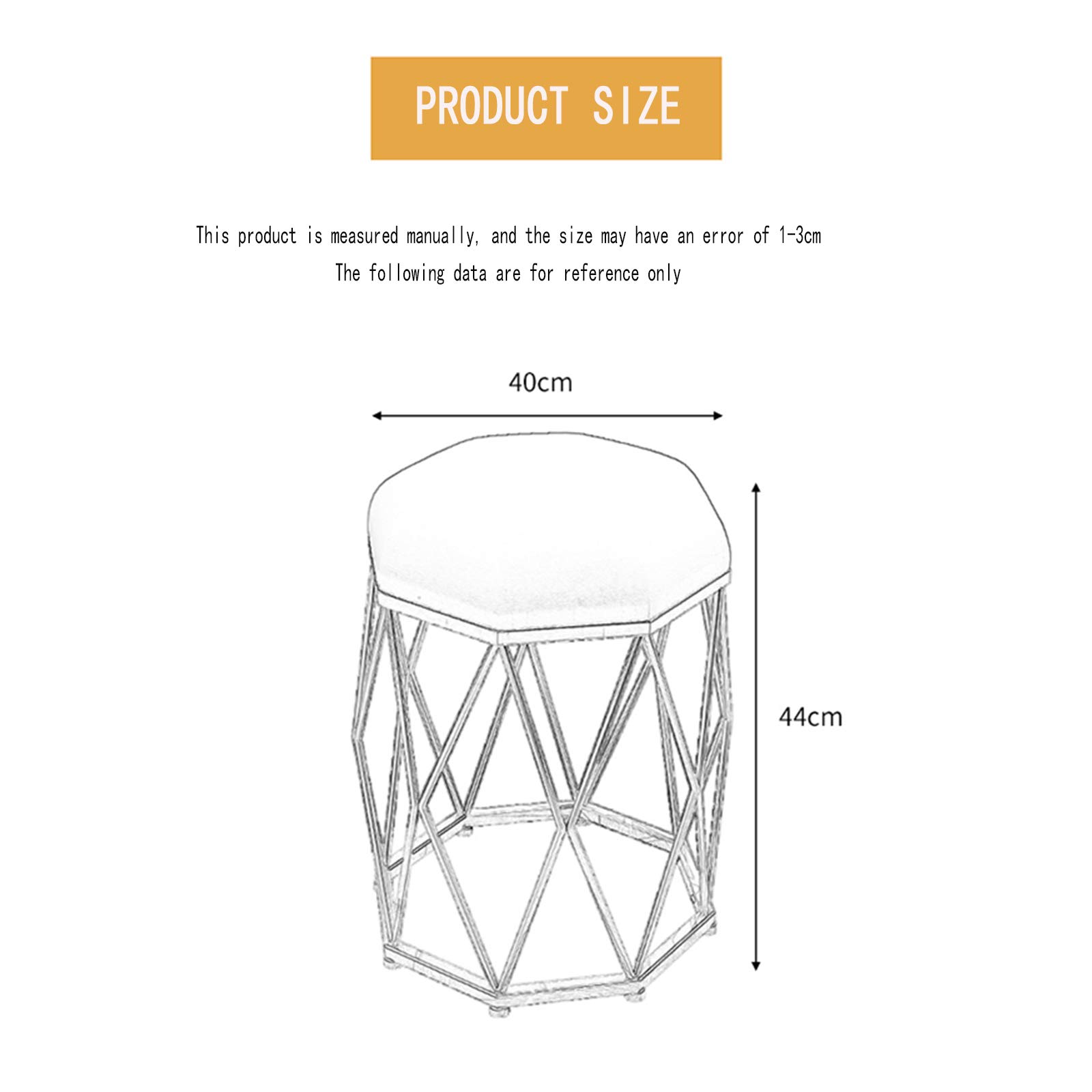 Modern Octagonal Stool with Comfortable Fabric & Sturdy Iron Frame - 100kg Weight Capacity - Perfect for Bathroom, Bedroom, Living Room & Dressing Area