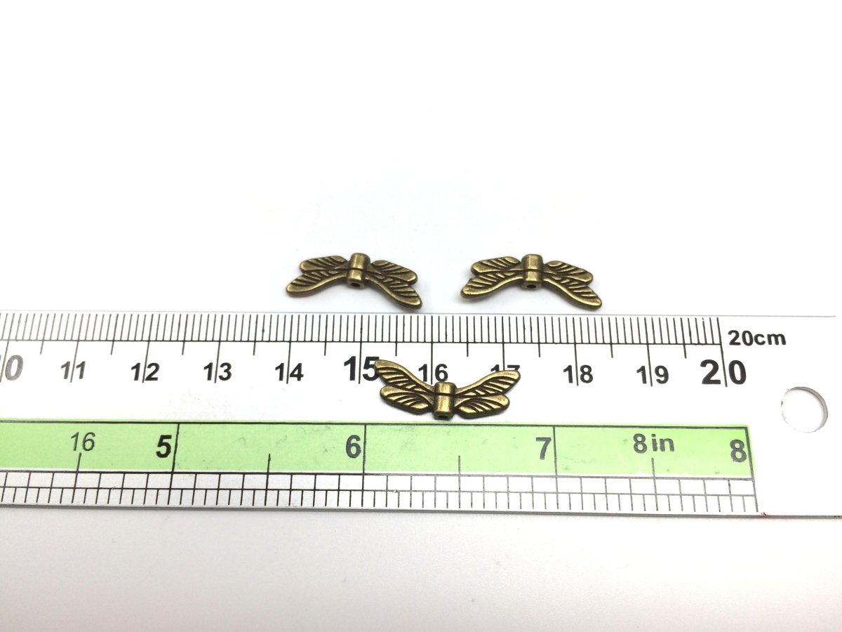 20 x Antique Bronze Wing Charms 20x5mm - Two-Sided Beads for Necklace, Bracelet, Earrings & Keychain - DIY Jewelry Making & Mala Yoga Beads - Perfect for Handmade Crafts & Boho Accessories