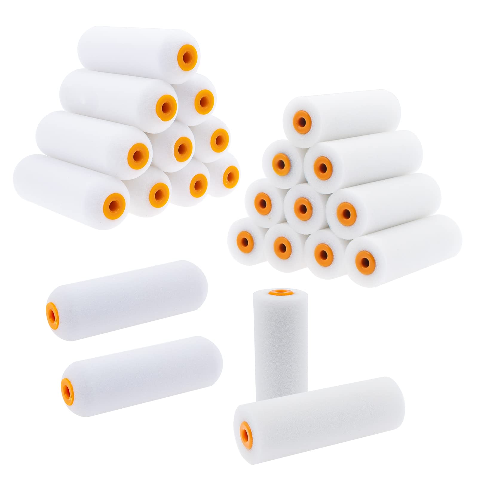 20 Pack 4 Inch High-Density Foam Paint Rollers - Mini Smooth Paint Roller Refills for Roller Frames - Perfect for Home, Walls, Ceilings & DIY Painting Projects (White) - Ideal for Touch-Ups, Crafts & Small Spaces