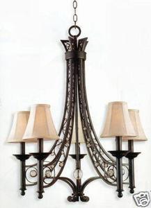 Quoizel RX5005 ML 5-Light Roxy Collection Chandelier - Malaga Finish | Elegant Dining Room & Bedroom Ceiling Light Fixture