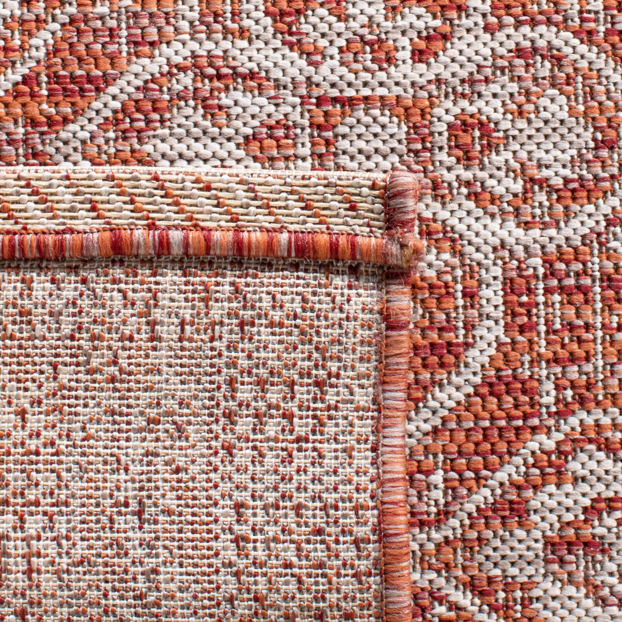 SAFAVIEH Courtyard Collection 8' x 11' Rust & Light Grey Indoor Outdoor Waterproof Rug - Easy Clean Area Carpet for Patio, Backyard, Mudroom, Deck & Poolside