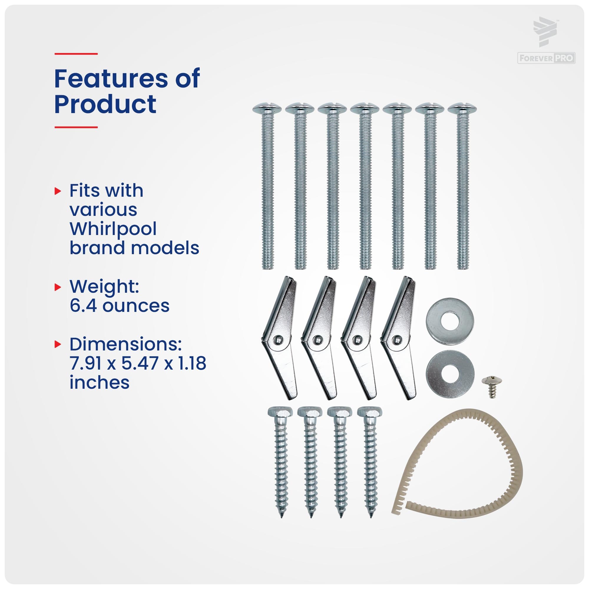 ForeverPRO 8205948 Universal Mounting Hardware Kit for Whirlpool Microwave - Compatible with Models 1174052, AH989071, EA989071, PS989071 | Easy DIY Installation for Kitchen Appliances