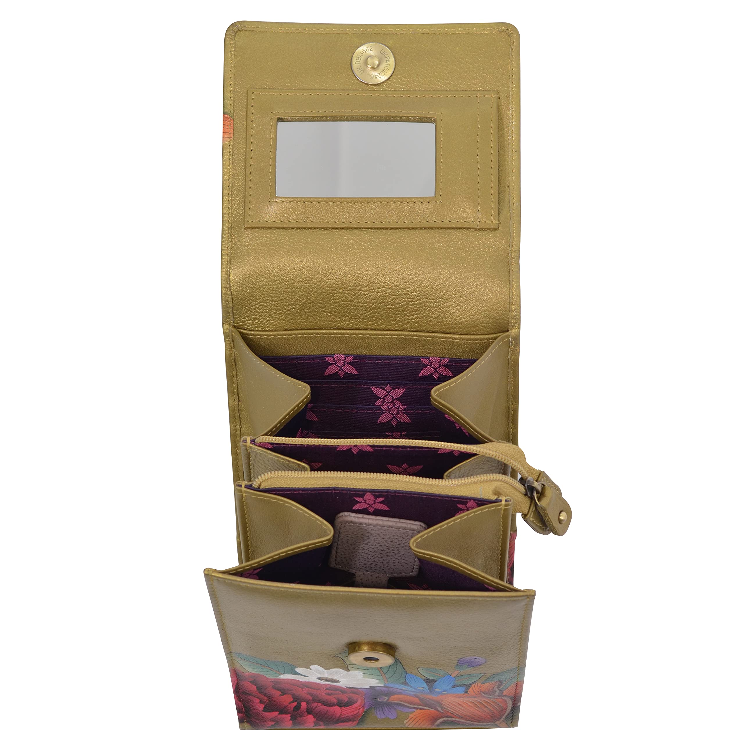 Anuschka Hand Painted Genuine Leather Women's Crossbody Bag with Triple Compartments, Flap Open Entry & Card Slots - Perfect for Travel, Shopping & Everyday Use