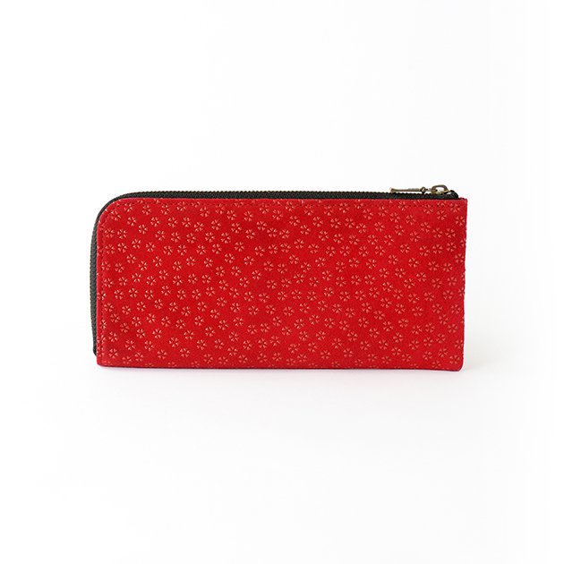 Premium Japanese Deerskin Leather Zip Long Wallet with Urushi Lacquer - Cherry Blossom Red, Handmade in Japan | Luxury Bifold Wallet for Men & Women, Perfect for Travel, Business & Everyday Use
