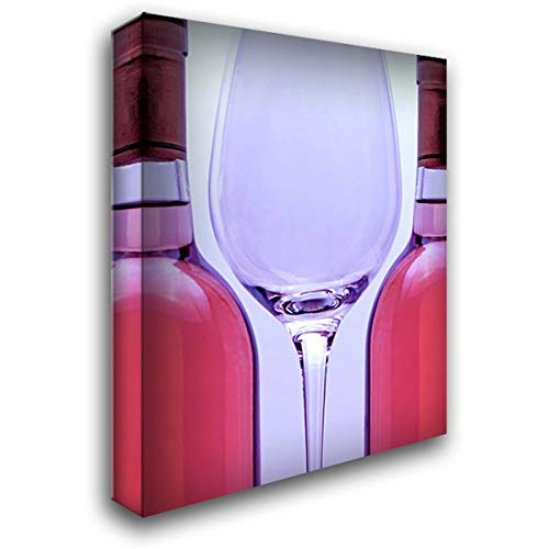 19x24 Gallery Wrapped Stretched Canvas Art - Wine Glass and Bottles Painting by C. Thomas McNemar | Modern Home Decor for Living Room, Dining Room & Office Wall Art