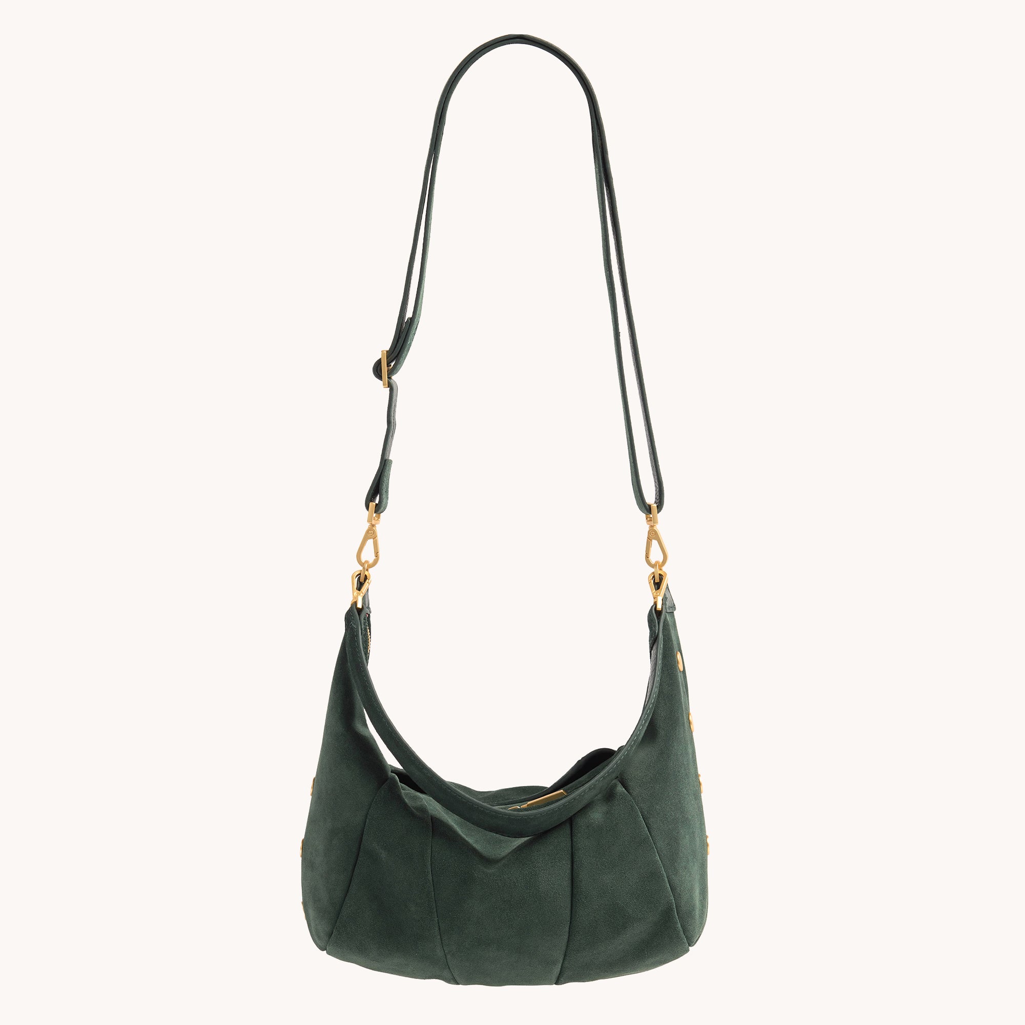 Morgan Green Room Suede & Brushed Gold Jewelry - Elegant Statement Piece for Parties, Weddings & Special Occasions