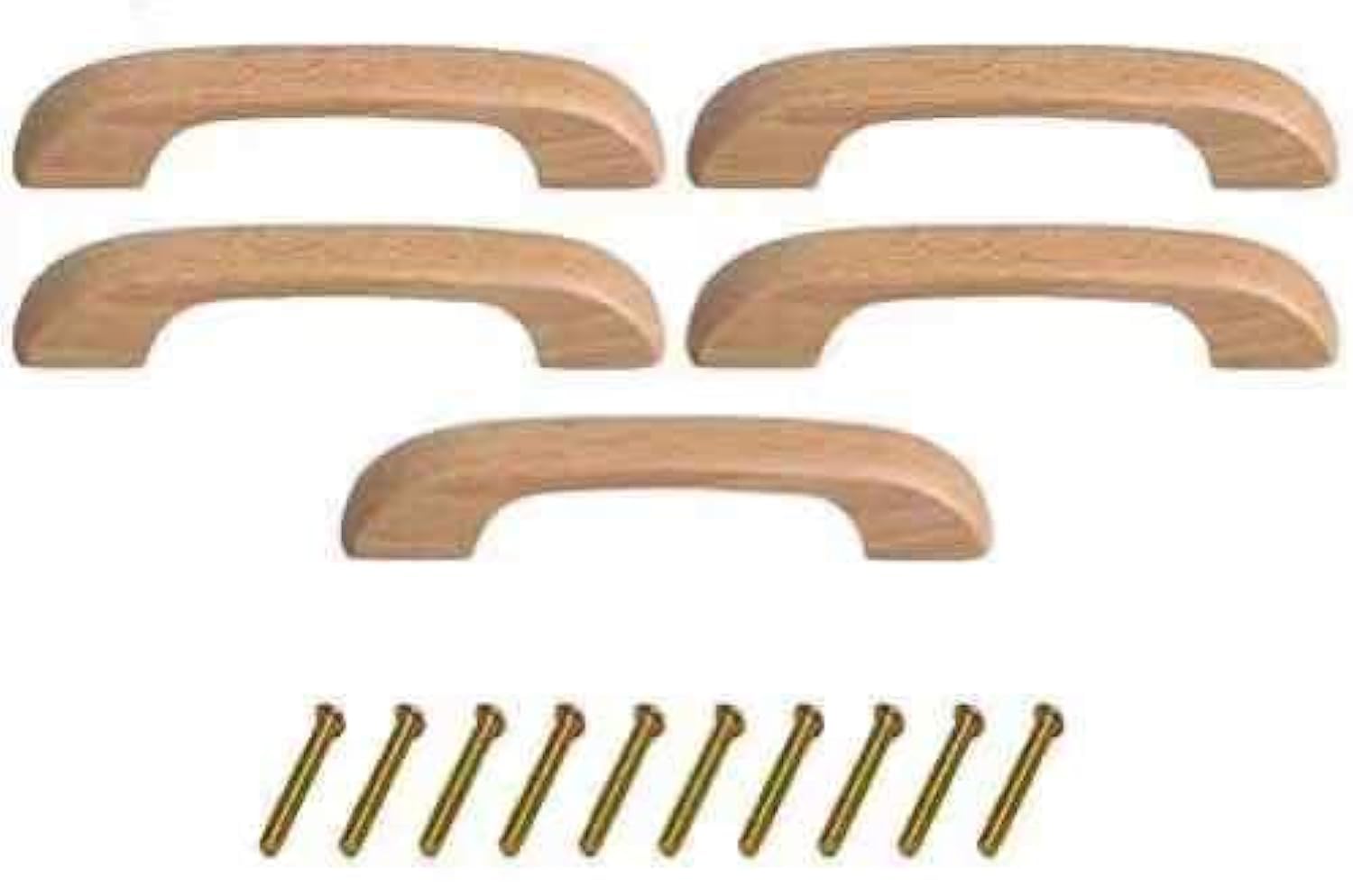 **Mysummer 5PCS Natural Wooden Pull Handles for Kitchen Cabinets, Dressers & Drawers - Modern Furniture Hardware with Screws - Perfect for Bathroom Cabinets, Cupboards & Wardrobes (Home & Office Use)**